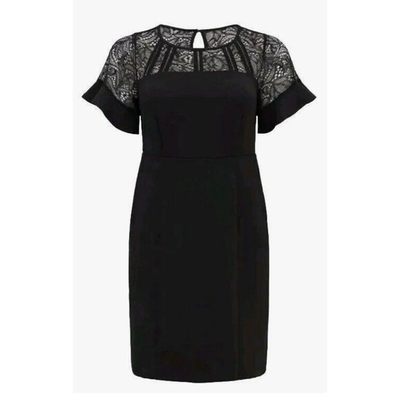 Torrid Dresses & Skirts - Torrid Black Lace Crepe Scuba Dress Flutter Sleeves Sz ML 10